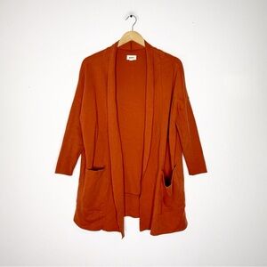 Pact Organic Cotton Open Front Cardigan Rust Orange XS/S Oversized Cozy Pockets